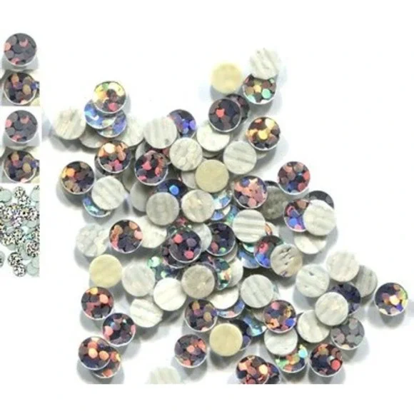 HOLOGRAM SPANGLES Hot Fix  SILVER  Iron on  3mm   2 gross 288 Pieces