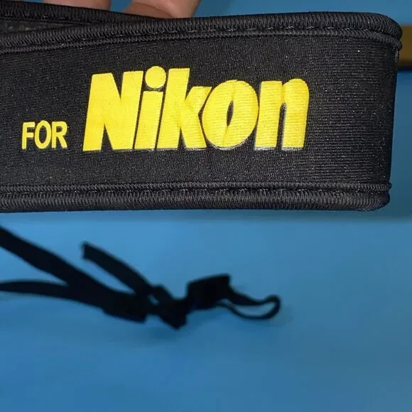 “For Nikon” Genuine Camera Neck Strap With Gripping Fabric Yellow Black HTF