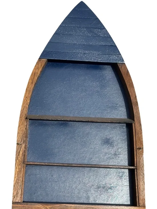 Blue Wooden Boat Shelf Wall Decor or Tabletop - 19”
