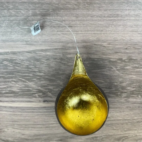 Crate & Barrel Bronze Christmas Ornament Teardrop Gold Interior Holiday