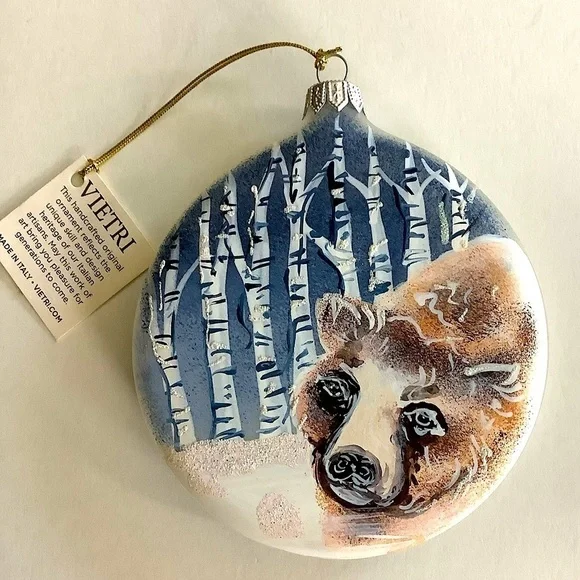 VIETRI Handpainted Ornament “Into The Woods” Bear New