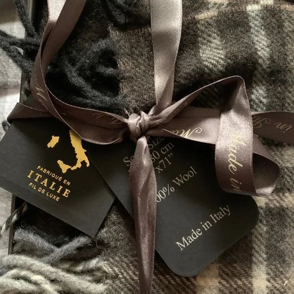 Men's Brown and Tan Wool Scarf