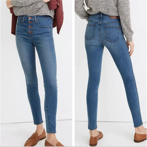 Madewell 10 Inch High Rise Button‎ Up Skinny Blue Jeans 28