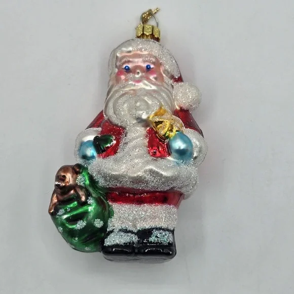 BRASS KEY BK‎ Classic Santa Hand Crafted Blown Glass Christmas Ornament Vtg