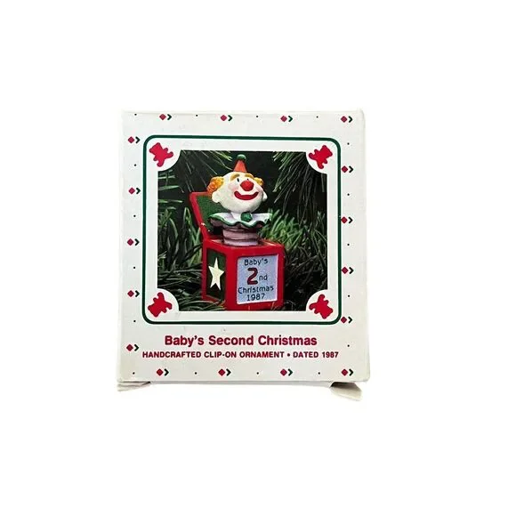 Vintage 1987 Hallmark Baby's Second Christmas Ornament Hand Crafted‎ in Box.
