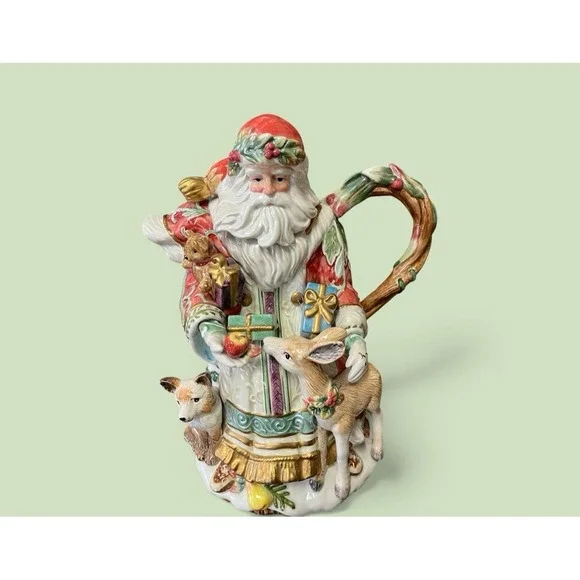 Fitz & Floyd‎ Classics Enchanted Holiday Santa Claus Teapot Tea Pot Pitcher Xmas