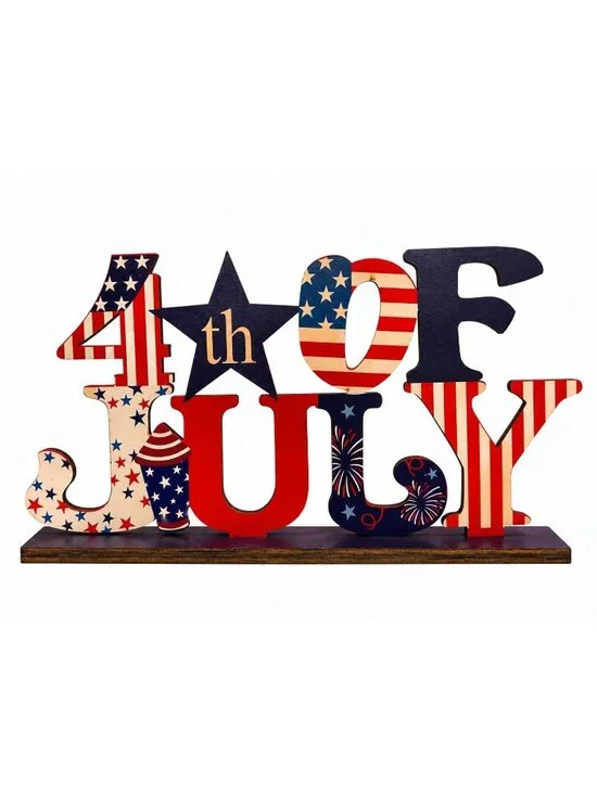 4th of July Patriotic Wooden Tabletop Sign