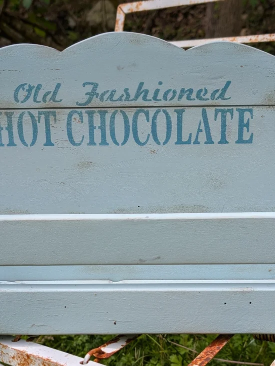 Vintage-Style 'Hot Chocolate' Wooden Sign - Light Blue