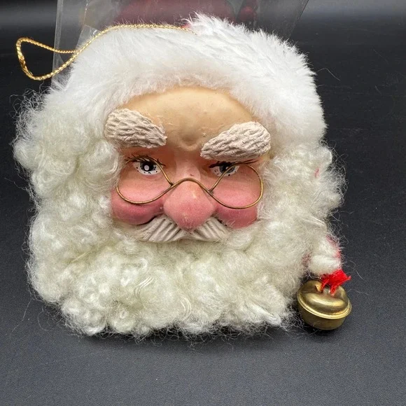 Vintage Kurt S Adler Santa Head Ornament Winking‎ Face with Bell in Original Box