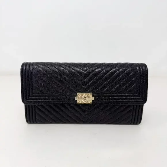 Chanel Chevron Boy Flap Long Wallet