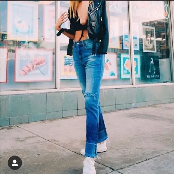 REVICE Milf Distressed Wide Leg Jeans