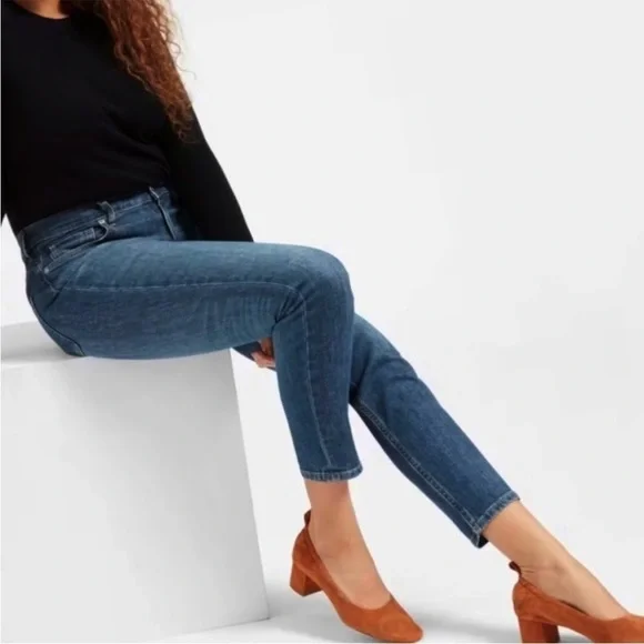 Everlane Curvy High Rise Skinny Crop Jean Med Dark Wash Sz 32
