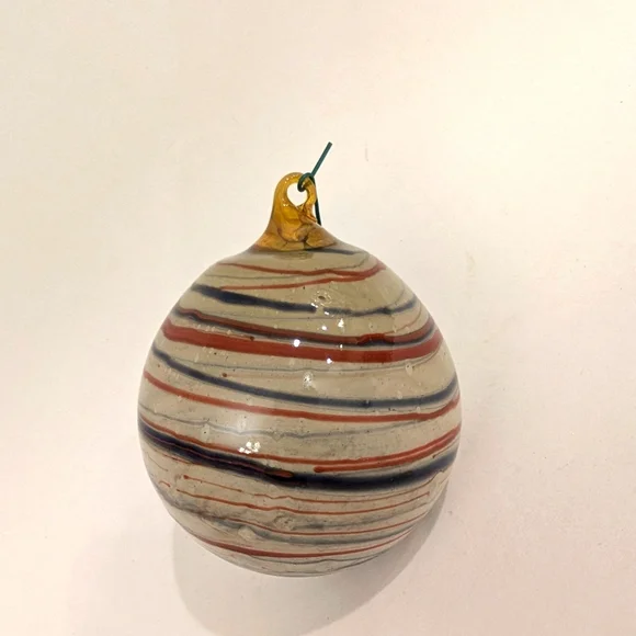 Handmade Blown Glass Orb Ornament Ball Holiday Christmas Earth Tones 3.5