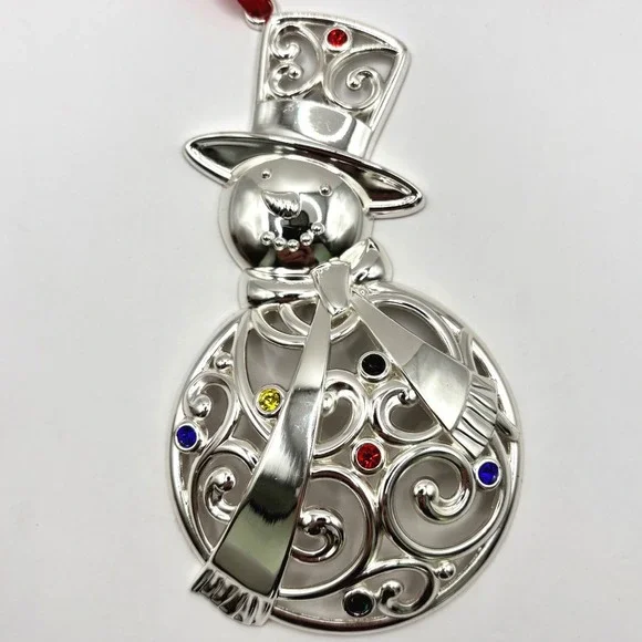 Lenox Sparkle and Scroll Snowman Ornament Multi Color Gems