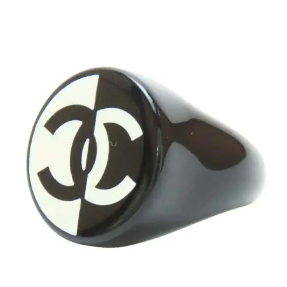CHANEL Black Logo Ring