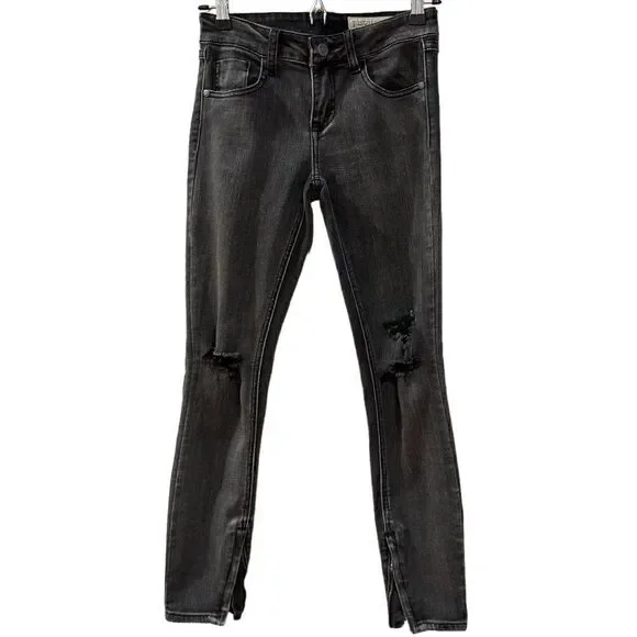 Pistola Distressed Slim Zip Ankle Charcoal Jean
