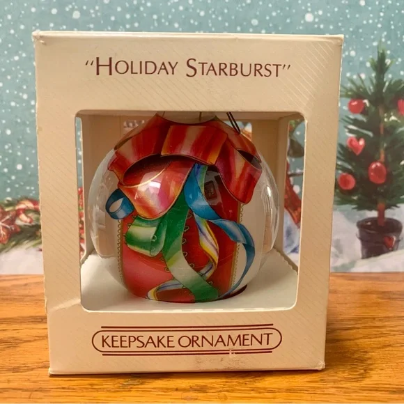 🎄2/20🎄 Vintage Hallmark Glass Ornament “Holiday Starburst” 1984