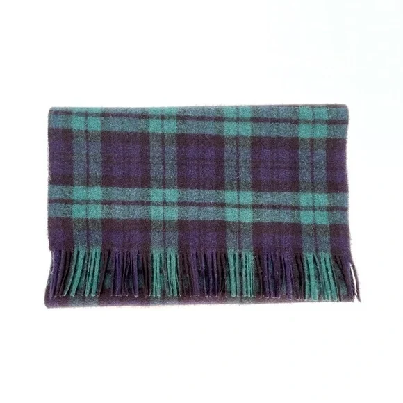 Vintage Pendleton Black Watch Tartan Plaid Wool Men’s Scarf Fringed Vtg EUC