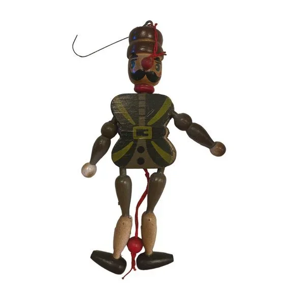Vintage Christmas  Wooden Pull String Solider Ornaments 8