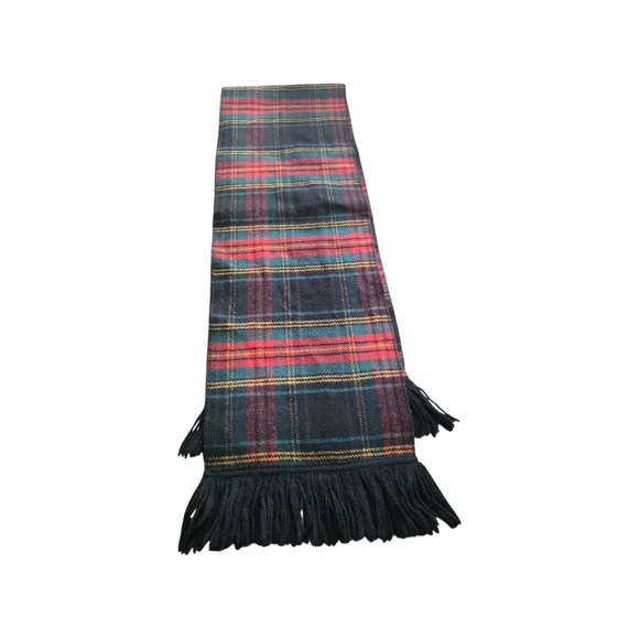 Vintage 70's Wool Preppy Tartan Plaid Fringe Scarf / Cabincore