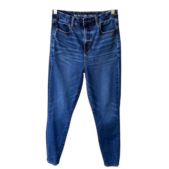 American Eagle Jeans Pants Jegging Curvy Super Hi Rise Blue Denim Size 4 Short