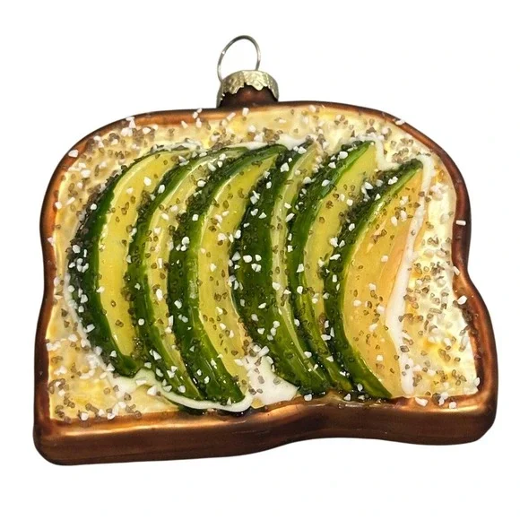Avocado‎ Toast Glass Christmas Ornament Foodie Gift Holiday Decor Unique Present