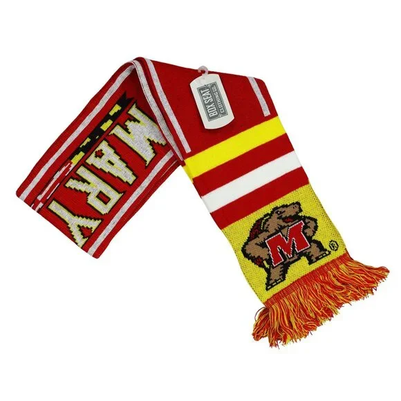 Maryland Terrapins NCAA College Logo & Team Colors Knit Fringe Scarf 62