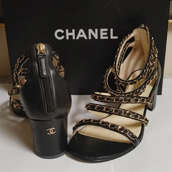 CHANEL Other Open Shoes Lambskin Black Size 40