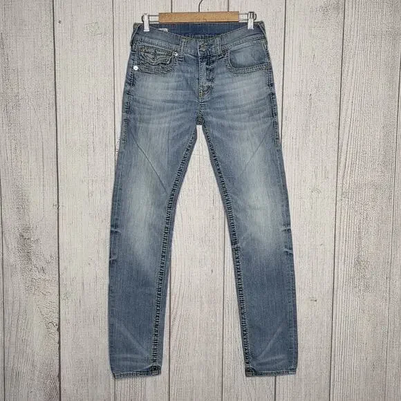 True Religion Rocco Light Wash Relaxed Skinny Jeans Size 30 (29x31.5)