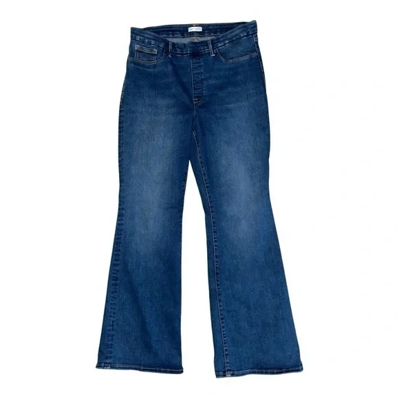 Good American Blue Flare Wide Leg Jeans
