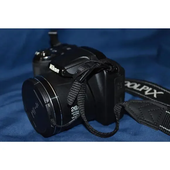 Nikon Coolpix L320 16.1MP Black Digital Camera TESTED 26X Zoom w/ Strap