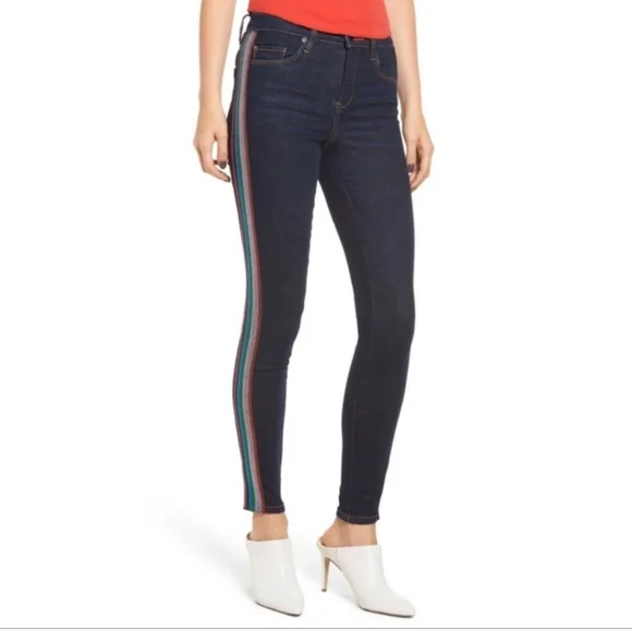 Blank NYC Dark Wash The Bond Skinny Rainbow Tuxudo Jeans