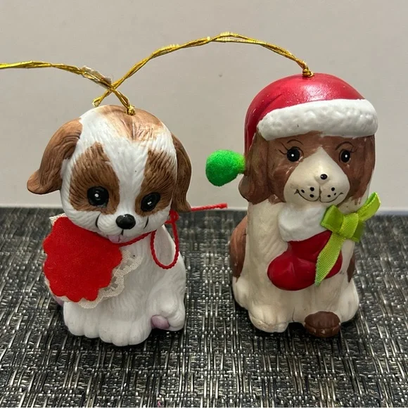 Vintage Dog Ornaments Giftco & Jasco Belles Set