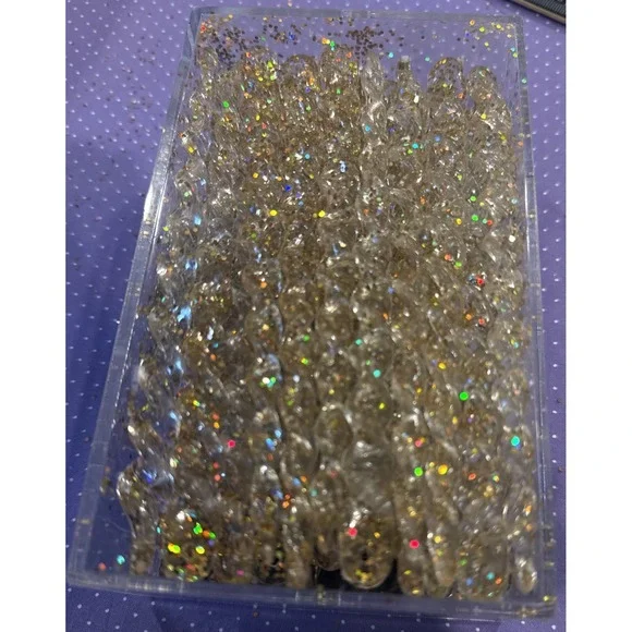Plastic Icicles Christmas Holiday Tree Ornaments Gold Glittery‎ Twist Box Of 40
