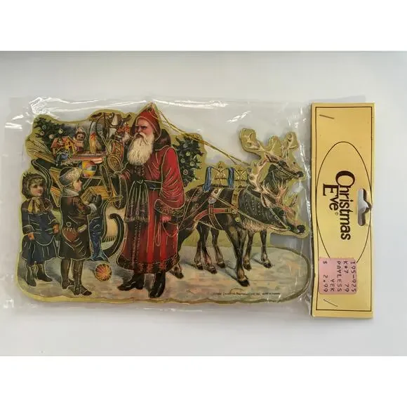 Vintage Christmas Reproductions Victorian Ornament Die Cut Chipboard 1986 2 Set