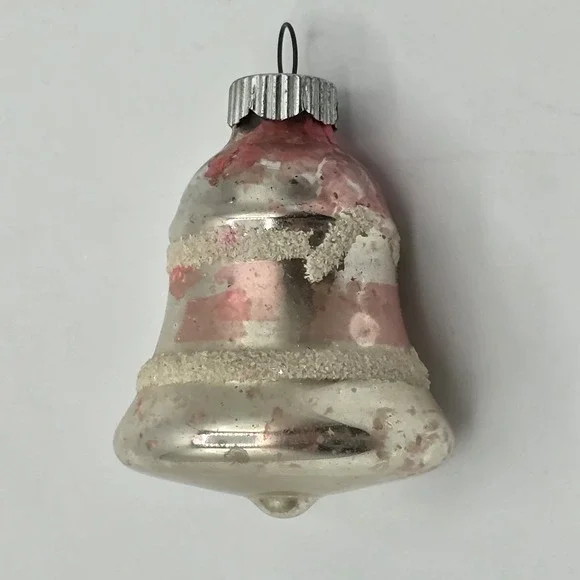 Vintage Mercury Glass Pink Striped Bell ~ Shiny‎ Brite ~ 2