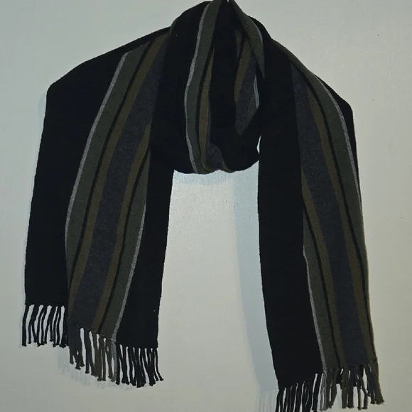 Ibex Black and Olive Striped Scarf
