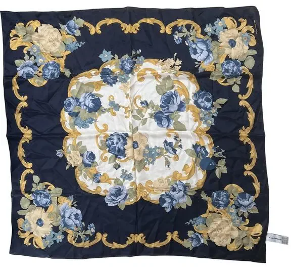 Liz Claiborne Kerchief Unisex One Size Multicolor 100% Silk Square Scarf Floral