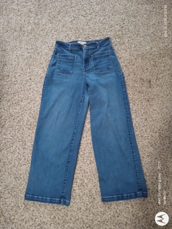 Madewell Emmett Patch Pocket Wide Leg Jean Curvy Blue Size 29 Petite