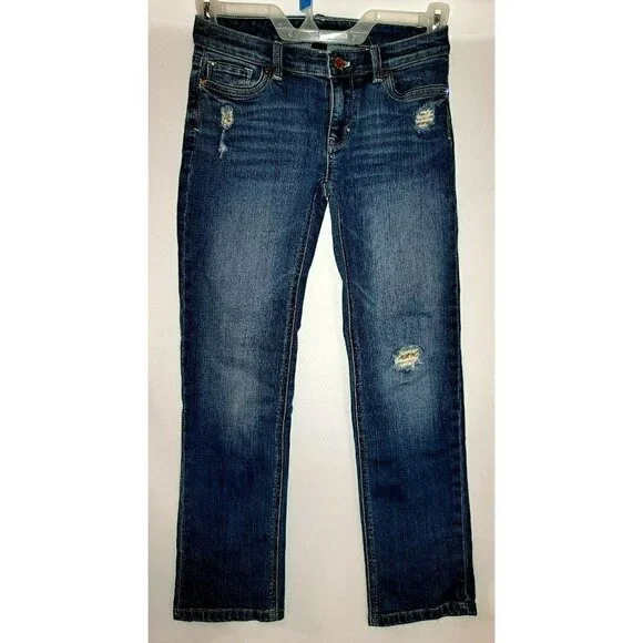 WHBM Crop Straight Leg Sequin Destressed Feel Beautiful Jean - Size 00