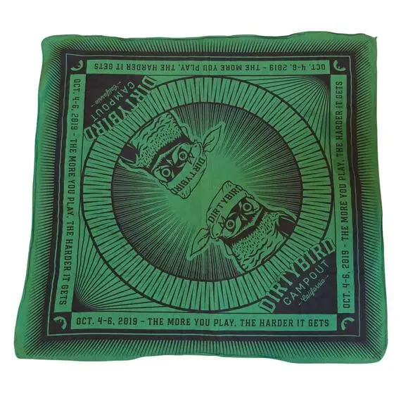 Dirtybird Campout Bandana Green 2019 Music Festival Souvenir Owl Graphic Scarf