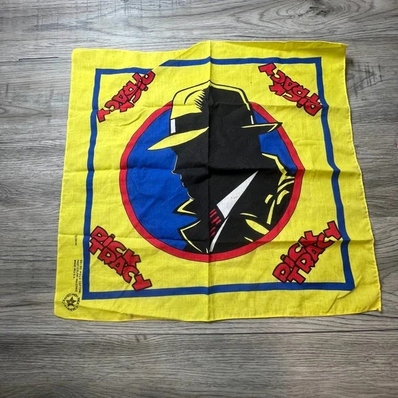 Disney Dick Tracy Bandana Unisex OS Yellow Vintage 1990 Movie Promo Made in USA