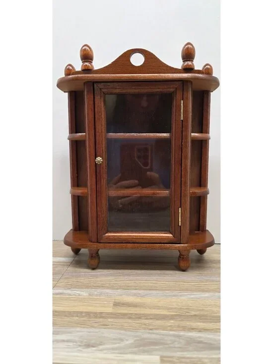 Vintage Miniature Curio Cabinet Wall Hanging Freestanding Display Shelf