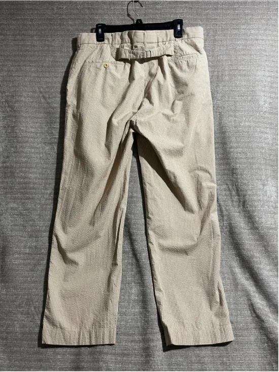 Vintage Polo Buckle Back Ralph Lauren Pants Men’s 38x30 Tan Seersucker Cotton
