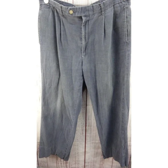 Berle Tailored Men’s Blue Dress Pants 36 X 26 Flat Front Preppy Business Faded