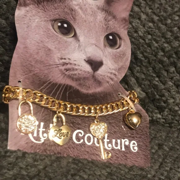 New “Kitty Couture” Fashion Cuban Link Thick Golden Chain Cat Four Charms Collar