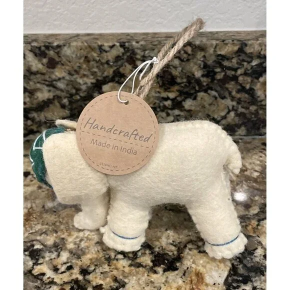 Elephant Handcrafted India Cloth‎ Fabric Christmas Holiday Ornament NEW
