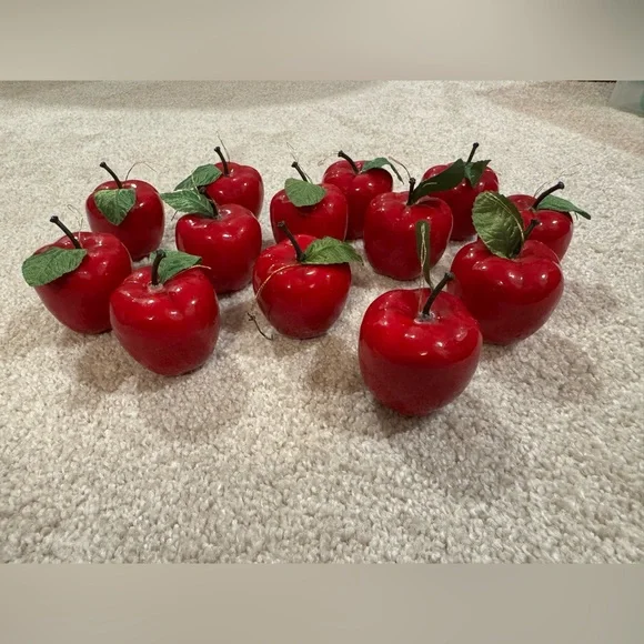 Set of Decorative Red Apple ornaments 1980s Christmas