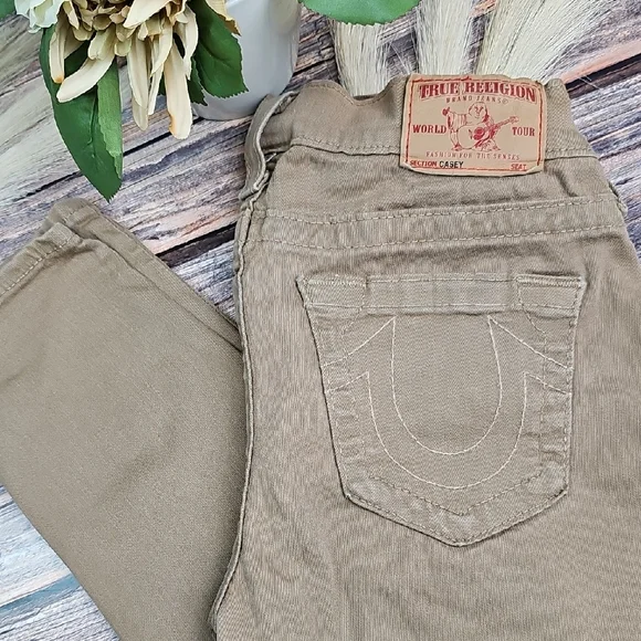 NEW TRUE RELIGION WORLD TOUR CASEY KHAKI LOW-RISE SKINNY ANKLE JEANS