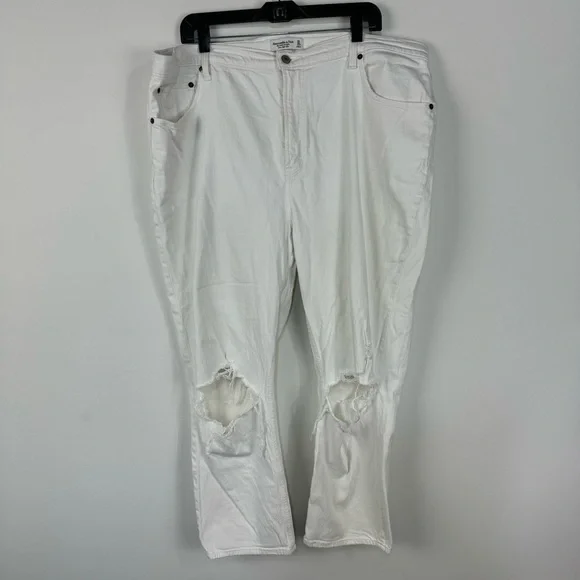 Abercrombie & Fitch The Ankle Straight Ultra High Rise Curve Love White Jeans